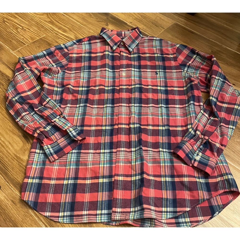 Ralph Lauren Mens XL Classic Fit Performance Flannel Plaid Button Down Shirt